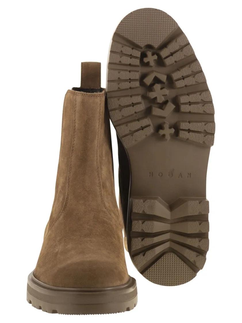 Thumbnail - Hogan Stiefel - H673 - Suede Boots - Gr. 8 - in Braun - für Damen