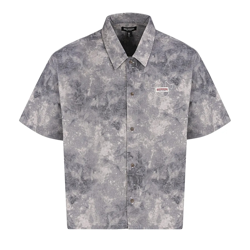 True Religion Hemd - Kastenförmiges Hemd- Kurzarm- Allover-Print-  bunt