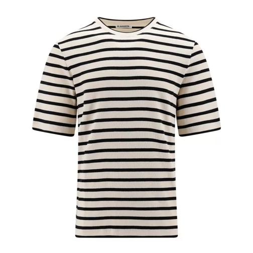 Jil Sander Cotton T-Shirt With Striped Motif Neutrals 