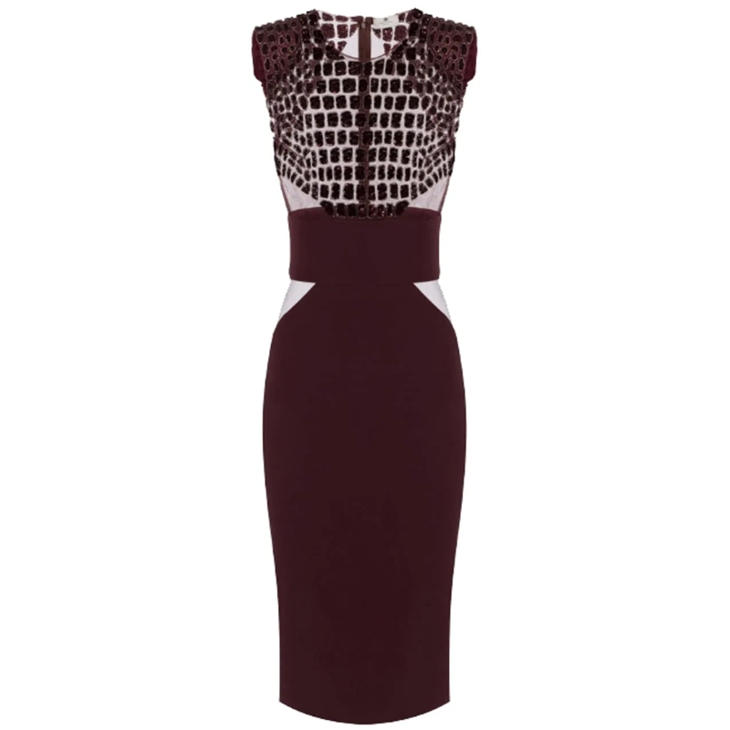 Elisabetta Franchi Robe midi Fitted Midi Dress With Glossy Embellishments Black