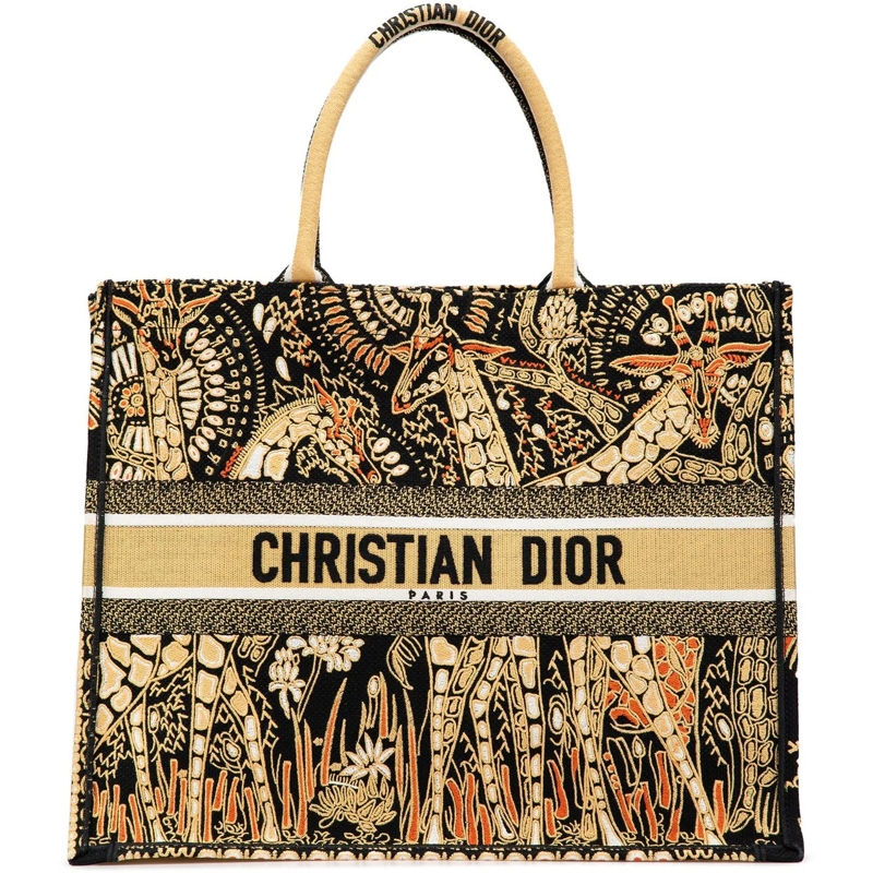 Christian Dior Shopper 2019 Large Canvas Embroidered Dior Animals Giraffe gelb