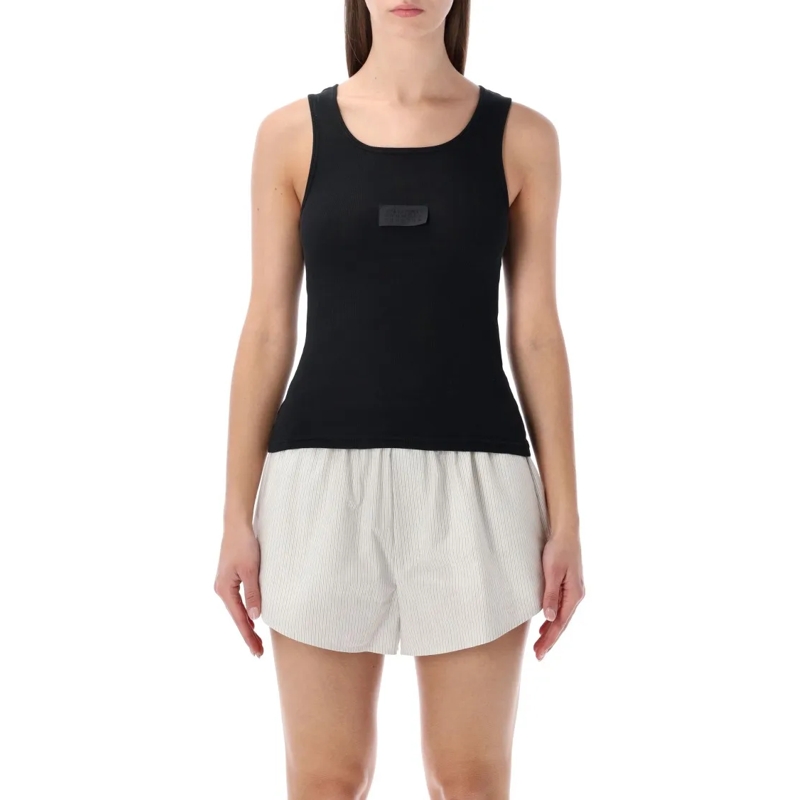 MM6 Maison Margiela Langärmeliges Oberteil Ribbed Jersey Tank Top Black