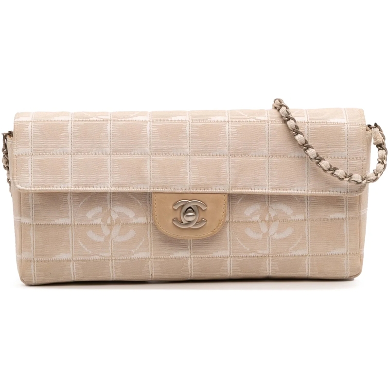 Chanel Sac à bandoulière New Travel Line Nylon East West Flap braun