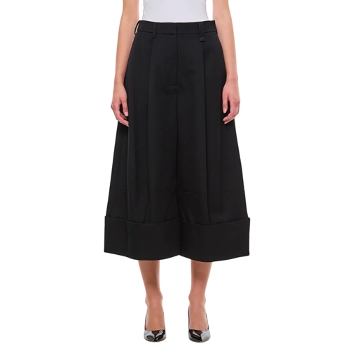 Simone Rocha  Wool Sculpted Cropped Wide Leg Trousers Black