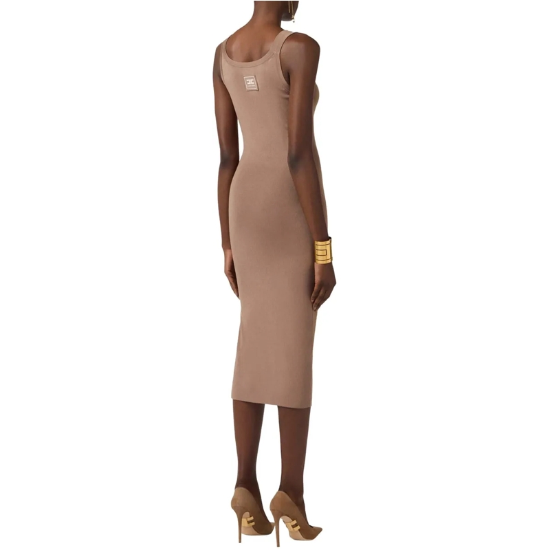 Elisabetta Franchi Midikleid Elisabetta Franchi Women's Knitted Dress Jurken Br braun(Image 3)