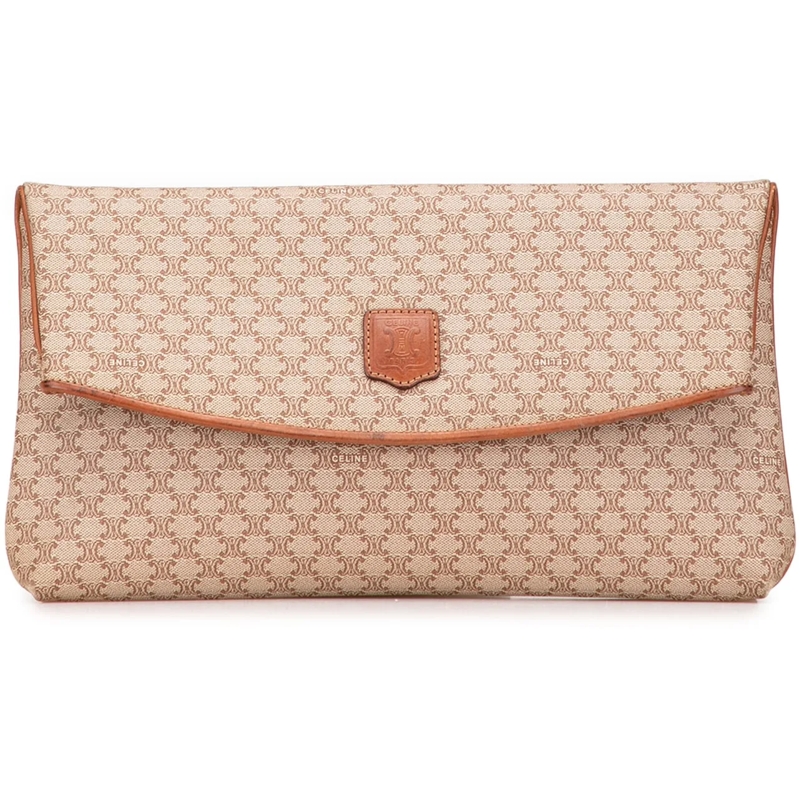 Celine Clutch Macadam Coated Canvas Clutch braun