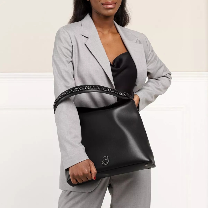 DKNY Large Carol Black Leather Pochette Bag