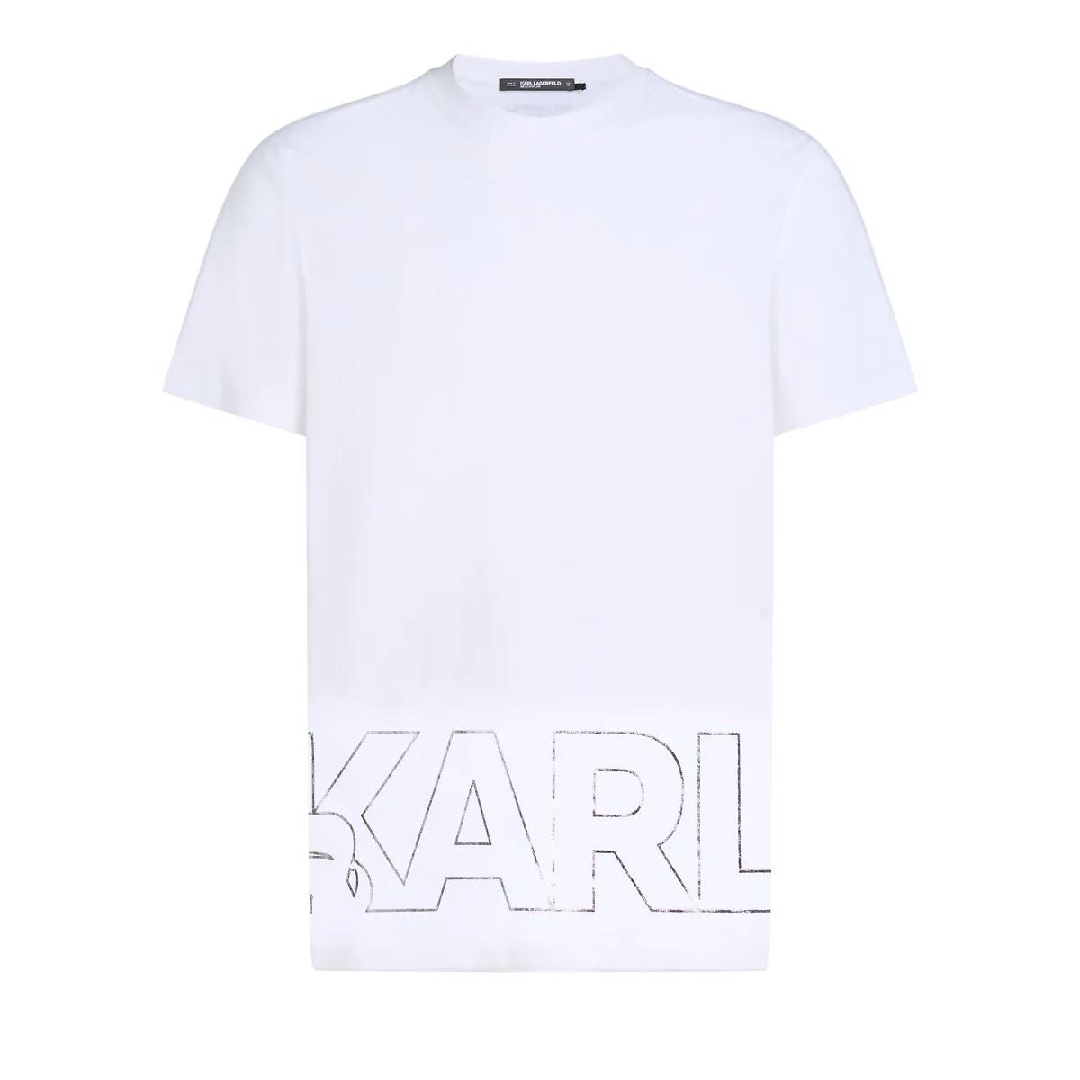 Thumbnail - Karl Lagerfeld - STRAND-T-SHIRT MIT KARL-LOGO IN METALLIC-OPTIK - Größe S - weiß