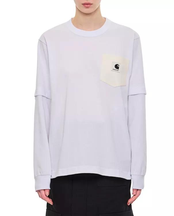 Sacai - L/S Cotton T-Shirt - Größe 1 - white