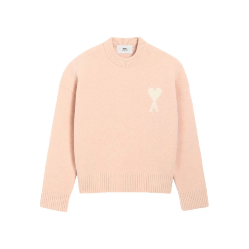 AMI Paris Pullover Alpaca And Wool Sweater With Logo Orange