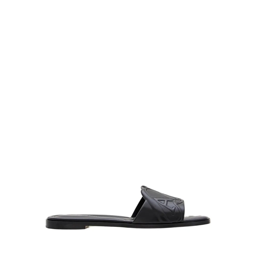 Alexander McQueen Sandaal Flat Leather Slide Sandal Black