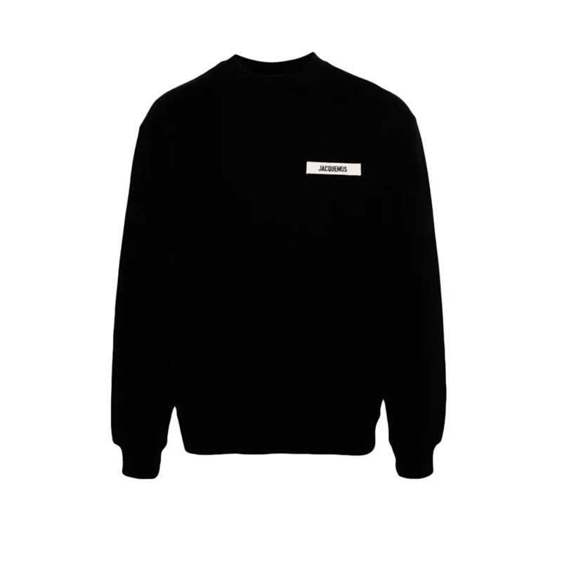 Jacquemus  Organic Cotton Fleece Sweatshirt With Grosgrain Lo Black