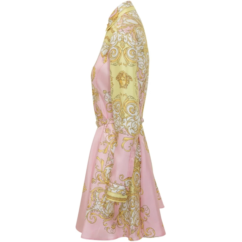 Versace Minikleid Abito In Twill Di Seta Con Stampa Barocca rose(Image 3)