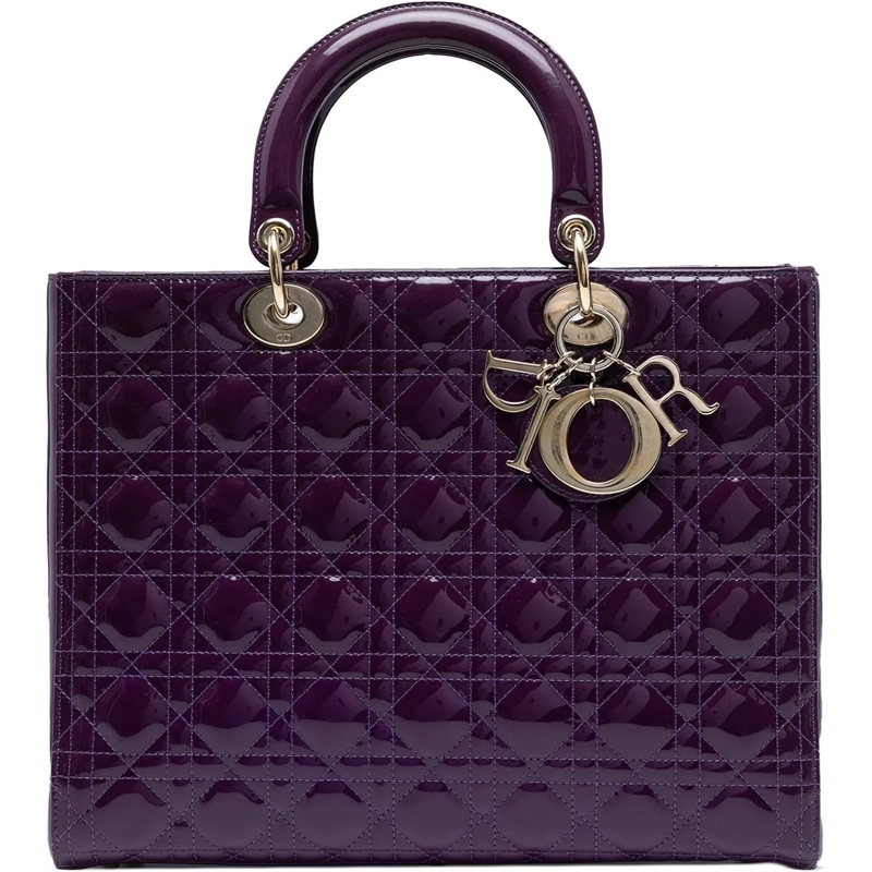 Christian Dior Schultertasche Large Patent Cannage Lady Dior lila
