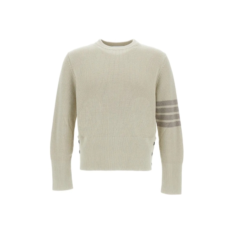 Thom Browne Trui Crewneck Cotton Sweater Neutrals