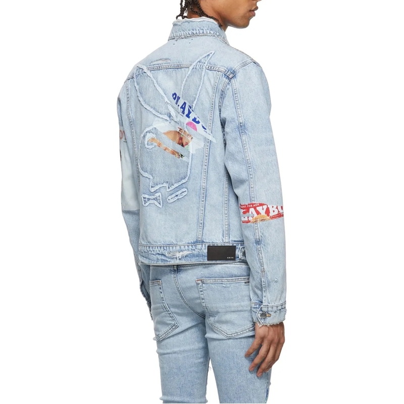 Amiri  Playboy Magazine Trucker Denim Jacket Blue(Image 4)