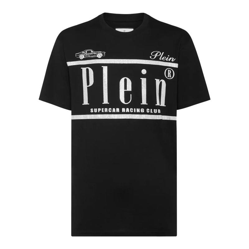 Philipp Plein T-Shirt T-Shirt Racing Mit Schmucksteinen schwarz
