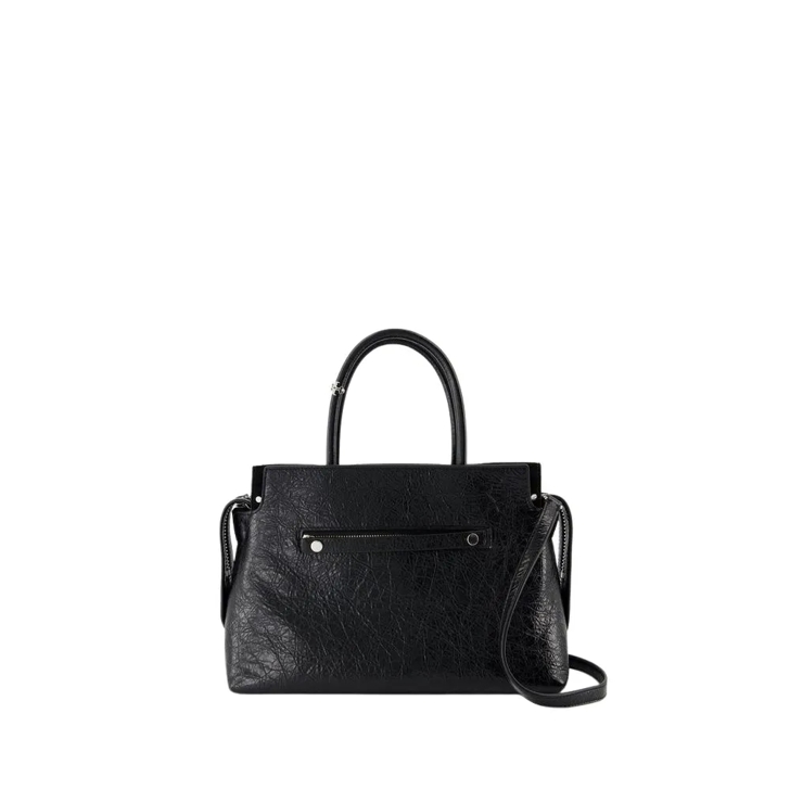 Tory Burch Mercer Satchel Purse Leather Black Black Schultertasche