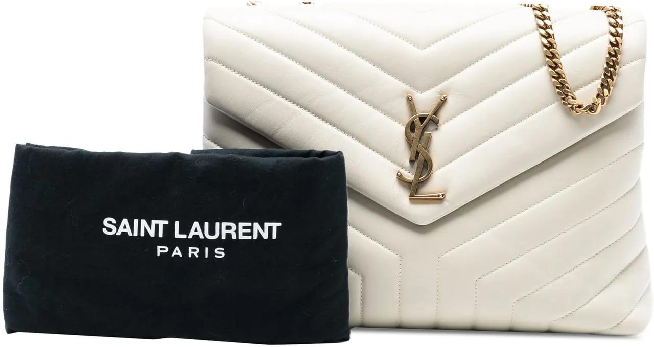 Thumbnail - Saint Laurent Hobo Bags - Large Chevron Leather Monogram LouLou Shoulder Bag - Gr. unisize - in Weiß - für Damen