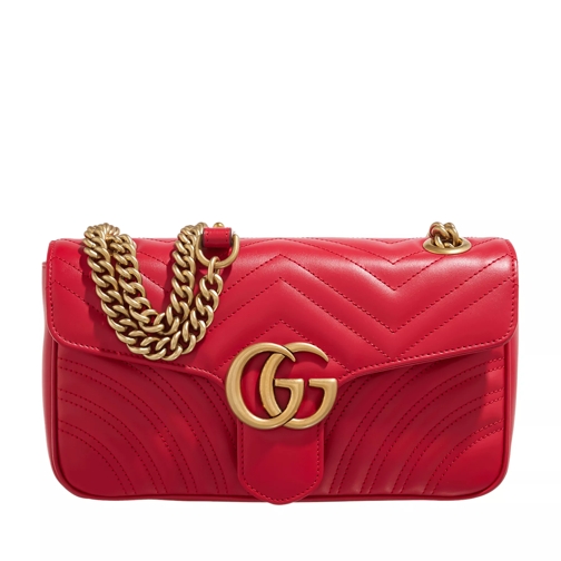 Gucci Small GG Marmont Shoulder Bag Matelassé Leather Poppy Bright Red Crossbodytas