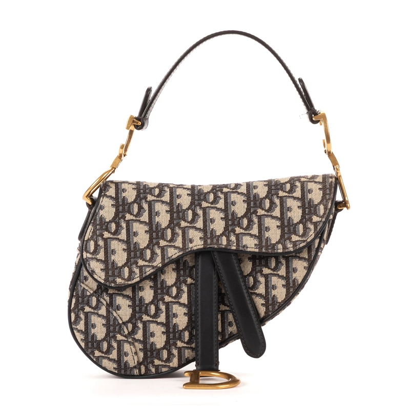 Christian Dior Crossbody Bag Oblique Saddle Mini marineblau