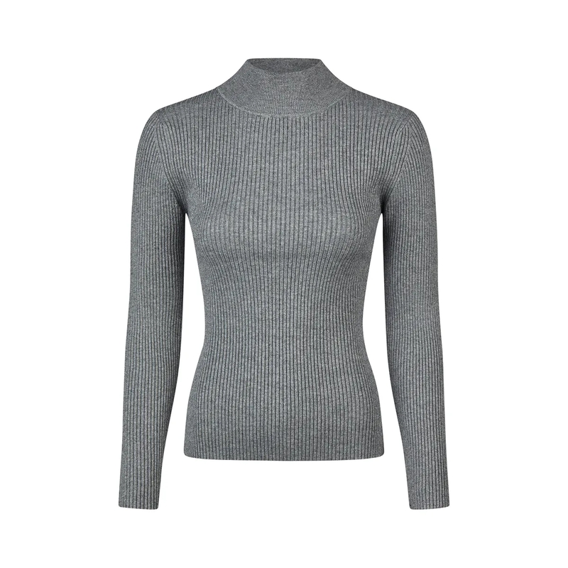 Marc Aurel Pullover Turtle-Pullover aus Sparkling Rippe grau
