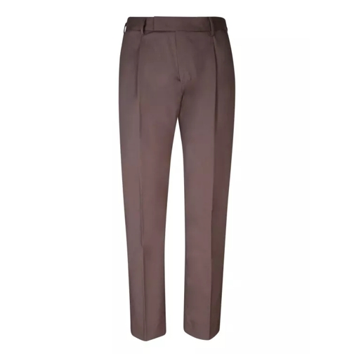 Pt Torino Wool-Blend Trousers Brown Kostymbyxor