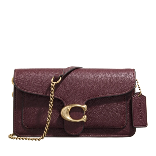 Coach Polished Pebble Leather Tabby Chain Clutch Merlot Crossbody Bag