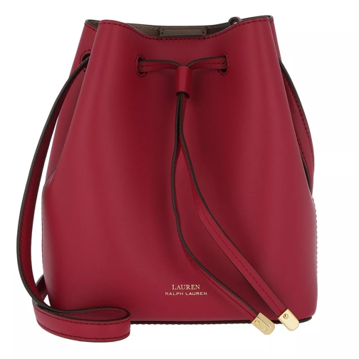 Lauren Ralph Lauren Dryden Debby II Drawstring Mini Crimson/Truffle Bucket Bag