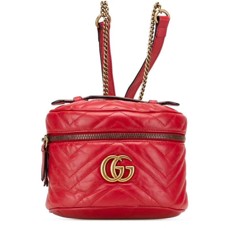 Gucci Rucksack GG Marmont Round Matelasse Leather Backpack rot