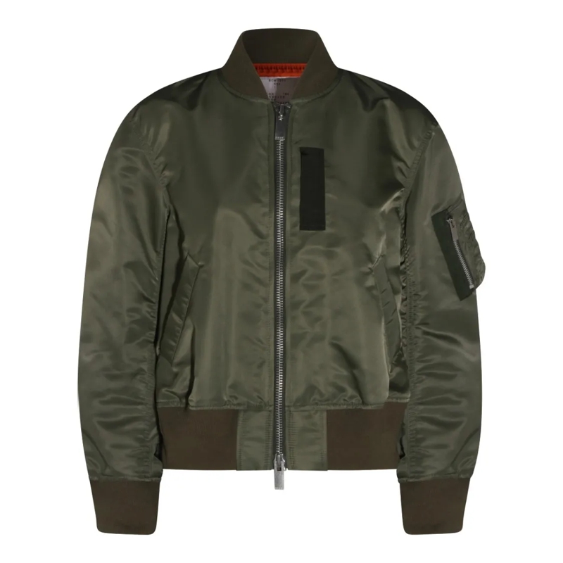 Sacai Bomberjacke Zip-Up Casual Jacket Green