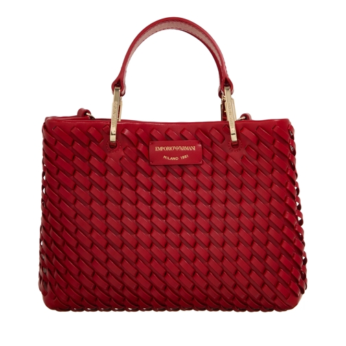 Emporio Armani Tote Shopping Bag S Weave Leather Rosso