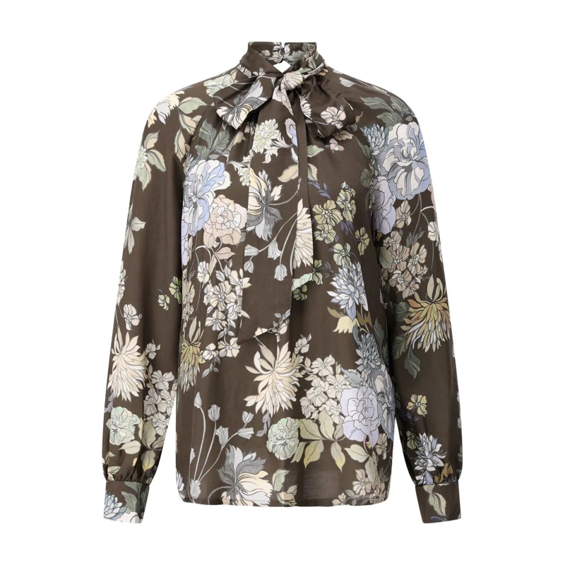 Riani Bluse Blusenshirt mit Blumenmuster Dunkelgrün