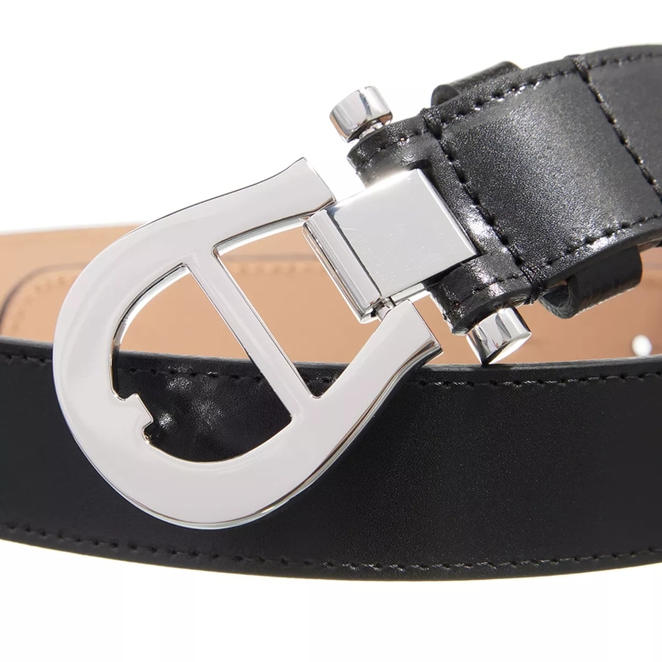 AIGNER Logo Black Leather Belt