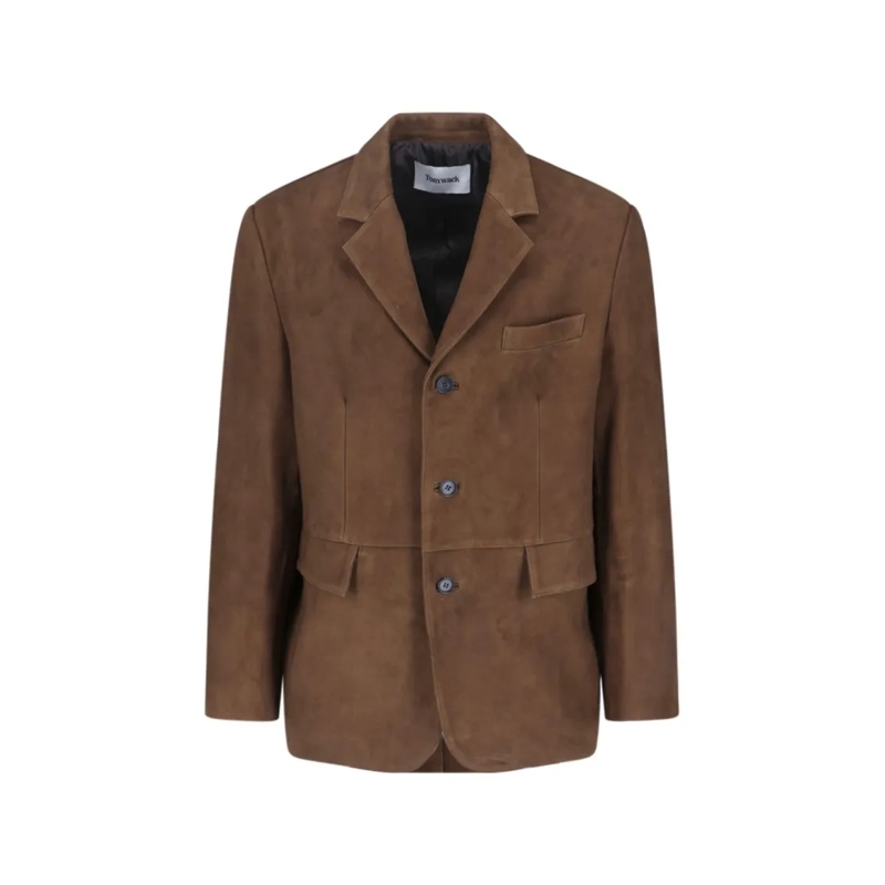 Tony Wack Blazer Single-Breasted Suede Blazer With Classic Lapel Brown