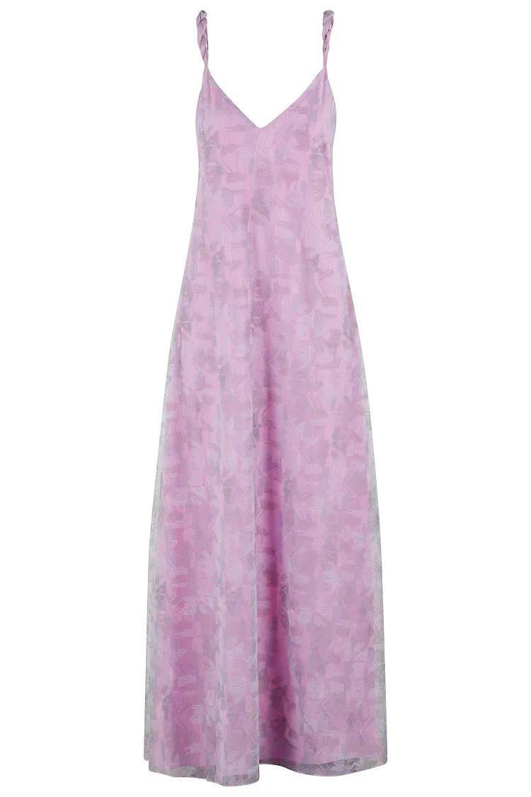 Thumbnail - Emporio Armani - Maxi Dress With V-Neckline - Größe 42 - lila