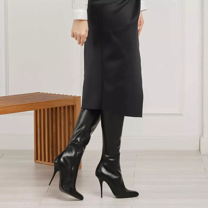 Ysl black best sale leather boots