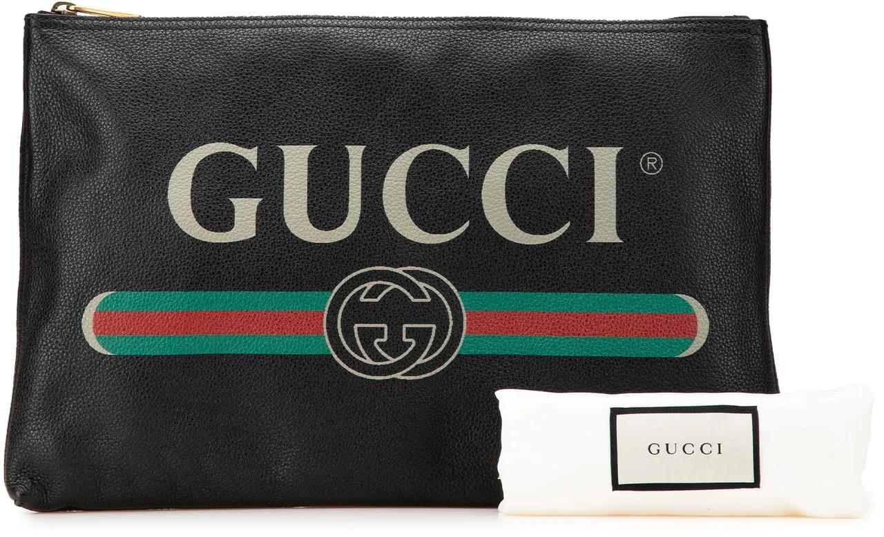 Thumbnail - Gucci Clutches - 2000-2015 Leather Logo Clutch Bag - Gr. unisize - in Schwarz - für Damen