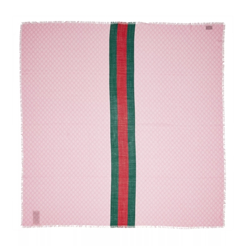Gucci Wool Shawl With Web Pink Wool Scarf