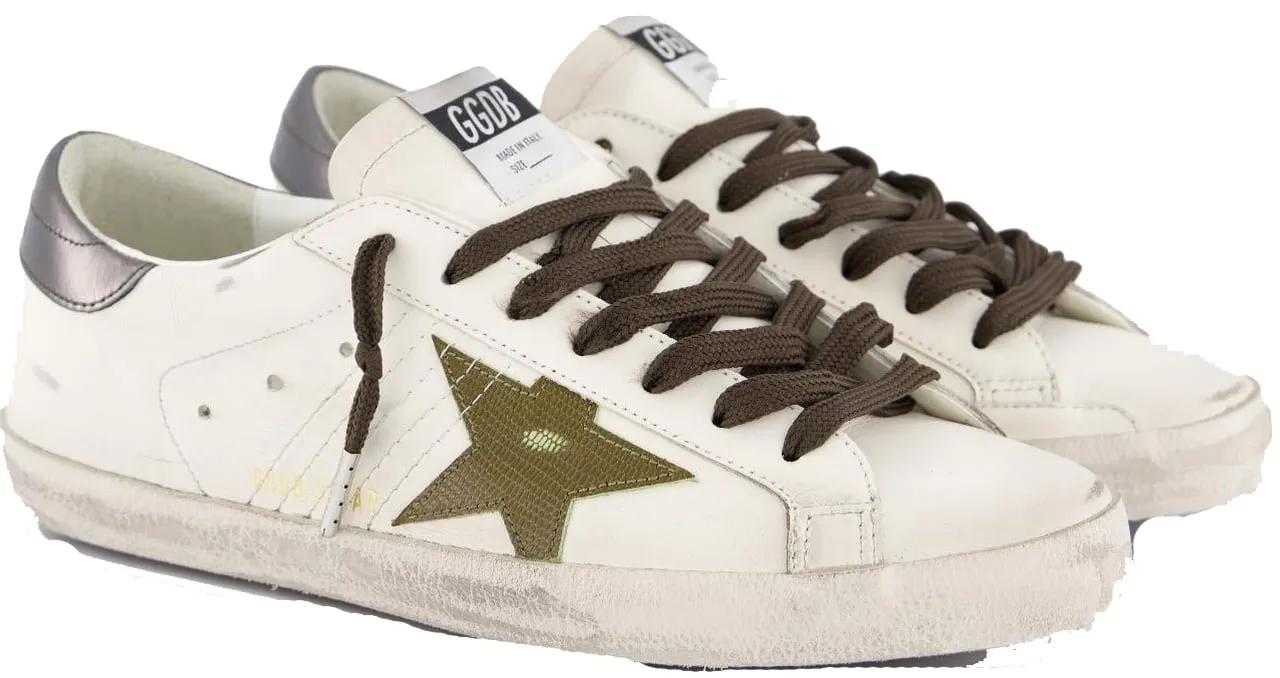Thumbnail - Golden Goose Low-Top Sneaker - Heren Super-Star Sneaker Wit/Groen - Gr. 42 (EU) - in Weiß - für Damen