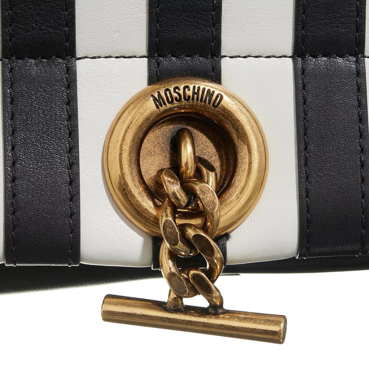 Moschino Pochettes Stripes-Metal Toggle Shoulder Bag in wit