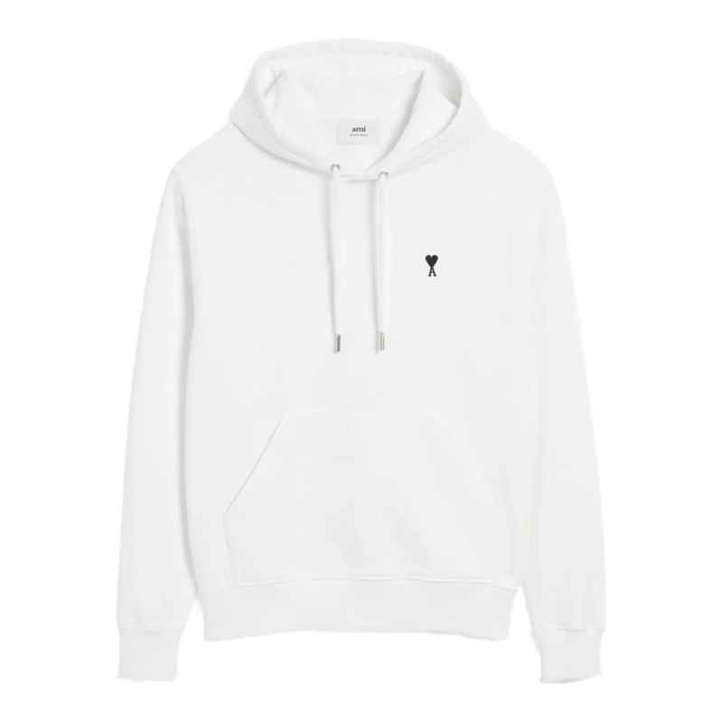 AMI Paris  Minimalist White Hoodie White