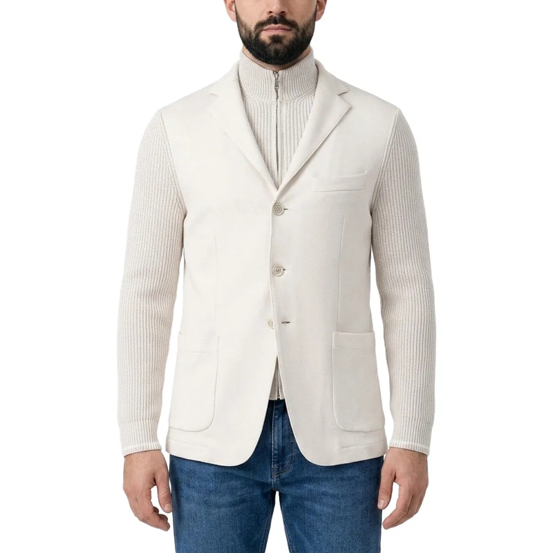 Eleventy Veste de costume Jacke mit Strickeinsatz beige(Image 2)