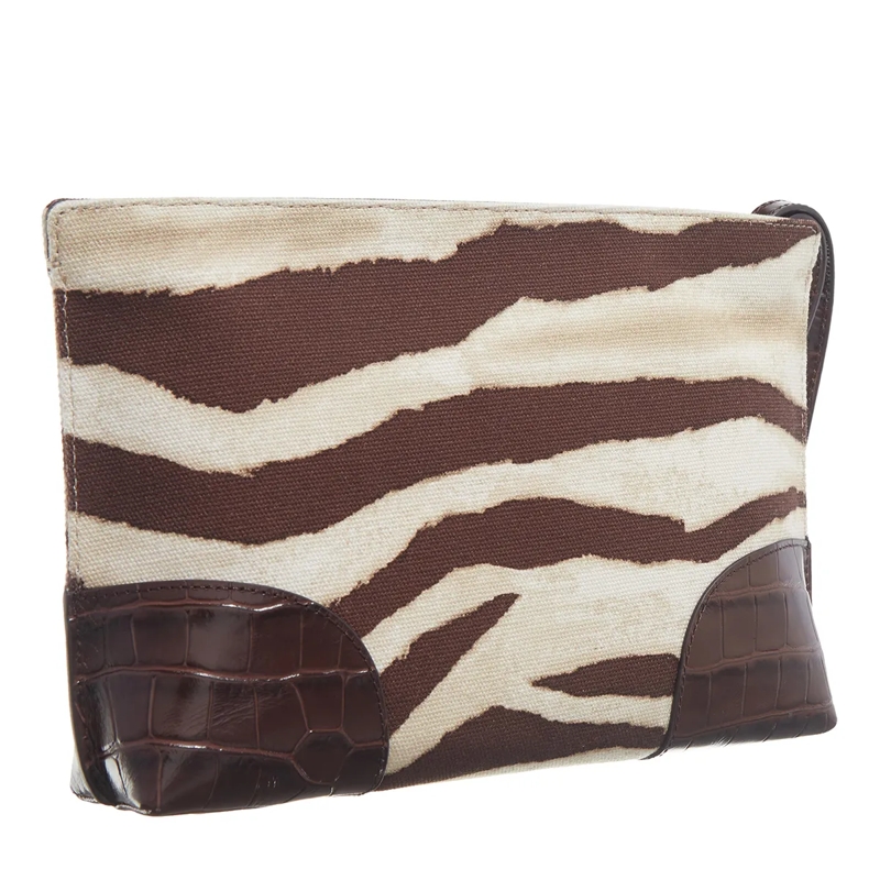 Lauren Ralph Lauren Necessaire Top Zip Pch-Pouch-Large Zebra/Dark Hickory(Image 3)