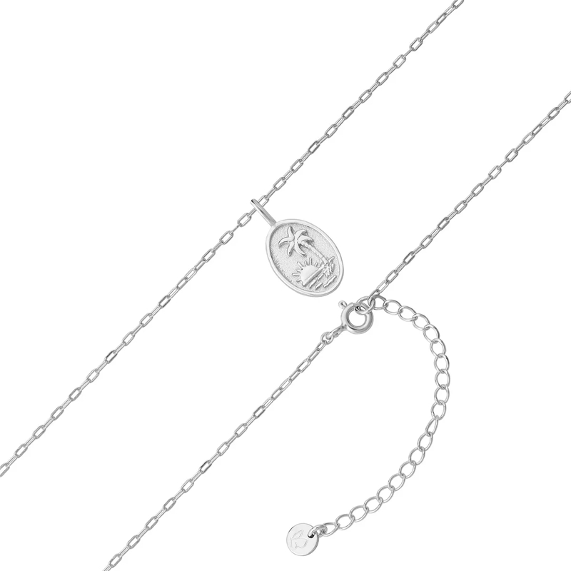 Glanzstücke München Mittellange Halskette Sterling Silber Halskette Sonnenuntergang/Palme silber(Image 3)