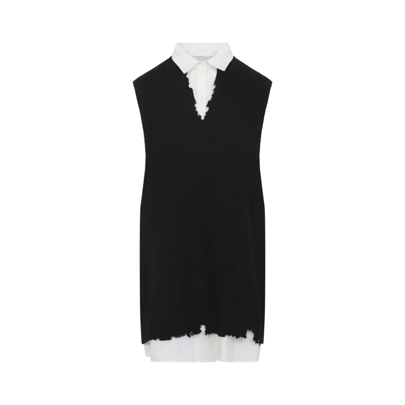 MM6 Maison Margiela Minikleid Layered Dress With Collared Shirt Black