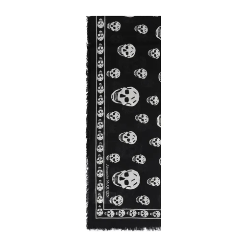 Alexander McQueen Black Ivory Wool Skull Scarf Black 