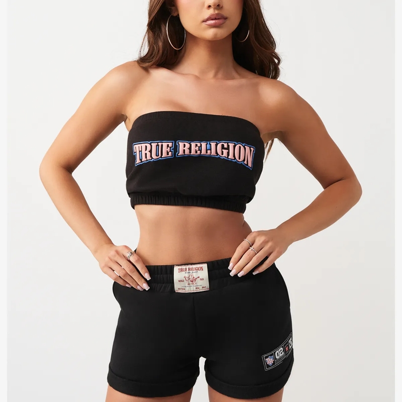 True Religion Top - Bandeau-Top- Puff-Print- Weiche Fleeceinnensei schwarz(Image 6)