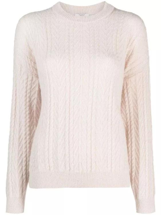 Thumbnail - Peserico - Cable-Knit Pink Wool-Blend Knitwear Jumper - Größe 54 - beige