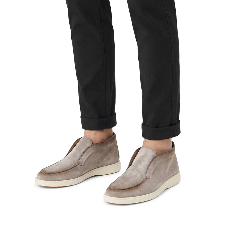 Santoni Schnürschuhe Mokassins aus Veloursleder grau(Image 2)